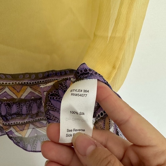 CAbi Women's XS Multi-Colored Silk Long Tunic Sheer Blouse Shift Dress Cover Up - Picture 5 of 5